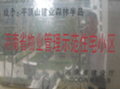 2008年12月17日，平頂山森林半島被 評為"河南省物業(yè)管理示范住宅小區(qū)"榮譽稱號。